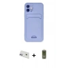 MARSİLYAN™- iPhone 12 Kılıf Vadi Çizgi Prime - Siyah Joko Magic 5D Hayalet Cam + Mor Rainbow Kamera Lens Koruma Cam