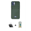 MARSİLYAN™- iPhone 12 Kılıf Vadi Çizgi Prime - Siyah Polymer Nano Ekran Koruyucu + Kamera Lens Koruma Cam - SF