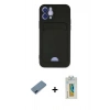 MARSİLYAN™- iPhone 12 Kılıf Vadi Çizgi Prime - Siyah Polymer Nano Ekran Koruyucu + Metal Kamera Lens Koruma Cam - MI