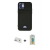 MARSİLYAN™- iPhone 12 Kılıf Vadi Çizgi Prime - Siyah Polymer Nano Ekran Koruyucu + Rainbow Kamera Lens Koruma Cam - MR