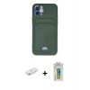 MARSİLYAN™- iPhone 12 Kılıf Vadi Çizgi Prime - Siyah Polymer Nano Ekran Koruyucu + Sarı Renkli Kamera Lens Koruma Cam
