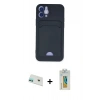MARSİLYAN™- iPhone 12 Kılıf Vadi Çizgi Prime - Siyah Polymer Nano Ekran Koruyucu + Yeşil Rainbow Kamera Lens Koruma Cam
