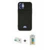 MARSİLYAN™- iPhone 12 Kılıf Vadi Çizgi Prime - Siyah Polymer Nano Ekran Koruyucu + Yeşil Rainbow Kamera Lens Koruma Cam