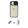 MARSİLYAN™- iPhone 12 Kılıf Vadi Çizgi - Şeffaf Pasifik Cam Ekran Koruyucu + Shine Kamera Lens Koruma Cam - GI