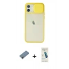 MARSİLYAN™- iPhone 12 Kılıf Vadi Çizgi - Şeffaf Pasifik Cam Ekran Koruyucu + Shine Kamera Lens Koruma Cam - GI