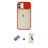 MARSİLYAN™- iPhone 12 Kılıf Vadi Çizgi - Şeffaf Pasifik Cam Ekran Koruyucu + Shine Kamera Lens Koruma Cam - GI
