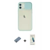 MARSİLYAN™- iPhone 12 Kılıf Vadi Çizgi - Şeffaf Pasifik Cam Ekran Koruyucu + Shine Kamera Lens Koruma Cam - GI