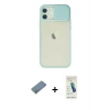 MARSİLYAN™- iPhone 12 Kılıf Vadi Çizgi - Şeffaf Pasifik Cam Ekran Koruyucu + Shine Kamera Lens Koruma Cam - GS