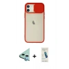 MARSİLYAN™- iPhone 12 Kılıf Vadi Çizgi - Şeffaf Pasifik Cam Ekran Koruyucu + Raze Metal Kamera Lens - MI