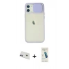 MARSİLYAN™- iPhone 12 Kılıf Vadi Çizgi - Şeffaf Pasifik Cam Ekran Koruyucu + Rainbow Kamera Lens Koruma Cam - MR