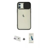 MARSİLYAN™- iPhone 12 Kılıf Vadi Çizgi - Şeffaf Pasifik Cam Ekran Koruyucu + Rainbow Kamera Lens Koruma Cam - MR