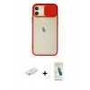 MARSİLYAN™- iPhone 12 Kılıf Vadi Çizgi - Şeffaf Pasifik Cam Ekran Koruyucu + Renkli Kamera Lens Koruma Cam - SI