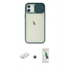 MARSİLYAN™- iPhone 12 Kılıf Vadi Çizgi - Şeffaf Pasifik Cam Ekran Koruyucu + Renkli Kamera Lens Koruma Cam - SI
