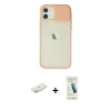 MARSİLYAN™- iPhone 12 Kılıf Vadi Çizgi - Şeffaf Pasifik Cam Ekran Koruyucu + Renkli Kamera Lens Koruma Cam - SI