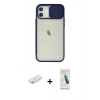 MARSİLYAN™- iPhone 12 Kılıf Vadi Çizgi - Şeffaf Pasifik Cam Ekran Koruyucu + Renkli Kamera Lens Koruma Cam - SI