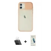 MARSİLYAN™- iPhone 12 Kılıf Vadi Çizgi - Şeffaf Pasifik Cam Ekran Koruyucu + Kamera Lens Koruma Cam - SF