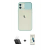MARSİLYAN™- iPhone 12 Kılıf Vadi Çizgi - Şeffaf Pasifik Cam Ekran Koruyucu + Kamera Lens Koruma Cam - SF