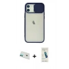 MARSİLYAN™- iPhone 12 Kılıf Vadi Çizgi - Şeffaf Pasifik Cam Ekran Koruyucu + Rainbow Kamera Lens Koruma Cam - YL