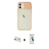 MARSİLYAN™- iPhone 12 Kılıf Vadi Çizgi - Şeffaf Pasifik Cam Ekran Koruyucu + Rainbow Kamera Lens Koruma Cam - YL
