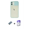 MARSİLYAN™- iPhone 12 Kılıf Vadi Çizgi - Siyah Bilvis 5in1 3D Magic Cam Ekran Koruyucu + Shine Kamera Lens Koruma Cam - GD