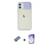 MARSİLYAN™- iPhone 12 Kılıf Vadi Çizgi - Siyah Bilvis 5in1 3D Magic Cam Ekran Koruyucu + Shine Kamera Lens Koruma Cam - GD