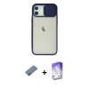MARSİLYAN™- iPhone 12 Kılıf Vadi Çizgi - Siyah Bilvis 5in1 3D Magic Cam Ekran Koruyucu + Pembe Shine Kamera Lens Koruma Cam