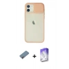 MARSİLYAN™- iPhone 12 Kılıf Vadi Çizgi - Siyah Bilvis 5in1 3D Magic Cam Ekran Koruyucu + Pembe Shine Kamera Lens Koruma Cam