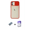 MARSİLYAN™- iPhone 12 Kılıf Vadi Çizgi - Siyah Bilvis 5in1 3D Magic Cam Ekran Koruyucu + Pembe Shine Kamera Lens Koruma Cam