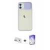 MARSİLYAN™- iPhone 12 Kılıf Vadi Çizgi - Siyah Bilvis 5in1 3D Magic Cam Ekran Koruyucu + Rainbow Kamera Lens Koruma Cam - MR