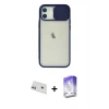 MARSİLYAN™- iPhone 12 Kılıf Vadi Çizgi - Siyah Bilvis 5in1 3D Magic Cam Ekran Koruyucu + Rainbow Kamera Lens Koruma Cam - MR