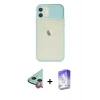 MARSİLYAN™- iPhone 12 Kılıf Vadi Çizgi - Siyah Bilvis 5in1 3D Magic Cam Ekran Koruyucu + Raze Metal Kamera Lens - KI