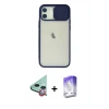MARSİLYAN™- iPhone 12 Kılıf Vadi Çizgi - Siyah Bilvis 5in1 3D Magic Cam Ekran Koruyucu + Raze Metal Kamera Lens - KI