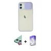 MARSİLYAN™- iPhone 12 Kılıf Vadi Çizgi - Siyah Bilvis 5in1 3D Magic Cam Ekran Koruyucu + Raze Metal Kamera Lens - KI