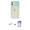 MARSİLYAN™- iPhone 12 Kılıf Vadi Çizgi - Siyah Bilvis 5in1 3D Magic Cam Ekran Koruyucu + Renkli Kamera Lens Koruma Cam - PE