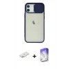 MARSİLYAN™- iPhone 12 Kılıf Vadi Çizgi - Siyah Bilvis 5in1 3D Magic Cam Ekran Koruyucu + Renkli Kamera Lens Koruma Cam - PE