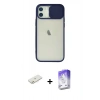 MARSİLYAN™- iPhone 12 Kılıf Vadi Çizgi - Siyah Bilvis 5in1 3D Magic Cam Ekran Koruyucu + Renkli Kamera Lens Koruma Cam - TU