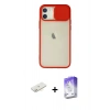 MARSİLYAN™- iPhone 12 Kılıf Vadi Çizgi - Siyah Bilvis 5in1 3D Magic Cam Ekran Koruyucu + Renkli Kamera Lens Koruma Cam - SI