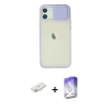 MARSİLYAN™- iPhone 12 Kılıf Vadi Çizgi - Siyah Bilvis 5in1 3D Magic Cam Ekran Koruyucu + Sarı Renkli Kamera Lens Koruma Cam