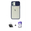 MARSİLYAN™- iPhone 12 Kılıf Vadi Çizgi - Siyah Bilvis 5in1 3D Magic Cam Ekran Koruyucu + Kamera Lens Koruma Cam - SF