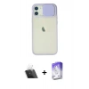 MARSİLYAN™- iPhone 12 Kılıf Vadi Çizgi - Siyah Bilvis 5in1 3D Magic Cam Ekran Koruyucu + Kamera Lens Koruma Cam - SF