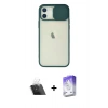 MARSİLYAN™- iPhone 12 Kılıf Vadi Çizgi - Siyah Bilvis 5in1 3D Magic Cam Ekran Koruyucu + Kamera Lens Koruma Cam - SF