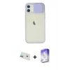 MARSİLYAN™- iPhone 12 Kılıf Vadi Çizgi - Siyah Bilvis 5in1 3D Magic Cam Ekran Koruyucu + Yeşil Rainbow Kamera Lens Koruma Cam