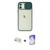 MARSİLYAN™- iPhone 12 Kılıf Vadi Çizgi - Siyah Bilvis 5in1 3D Magic Cam Ekran Koruyucu + Yeşil Rainbow Kamera Lens Koruma Cam