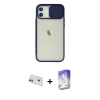 MARSİLYAN™- iPhone 12 Kılıf Vadi Çizgi - Siyah Bilvis 5in1 3D Magic Cam Ekran Koruyucu + Yeşil Rainbow Kamera Lens Koruma Cam