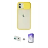 MARSİLYAN™- iPhone 12 Kılıf Vadi Çizgi - Siyah Bilvis 5in1 3D Magic Cam Ekran Koruyucu + Yeşil Rainbow Kamera Lens Koruma Cam