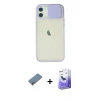 MARSİLYAN™- iPhone 12 Kılıf Vadi Çizgi - Siyah Bilvis 5in1 5D Magic Hayalet Cam Ekran Koruyucu + Shine Kamera Lens Koruma Cam - GI