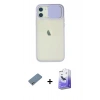 MARSİLYAN™- iPhone 12 Kılıf Vadi Çizgi - Siyah Bilvis 5in1 5D Magic Hayalet Cam Ekran Koruyucu + Shine Kamera Lens Koruma Cam - GS