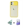 MARSİLYAN™- iPhone 12 Kılıf Vadi Çizgi - Siyah Bilvis 5in1 5D Magic Hayalet Cam Ekran Koruyucu + Mavi Raze Metal Kamera Lens