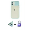 MARSİLYAN™- iPhone 12 Kılıf Vadi Çizgi - Siyah Bilvis 5in1 5D Magic Hayalet Cam Ekran Koruyucu + Mavi Raze Metal Kamera Lens