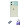 MARSİLYAN™- iPhone 12 Kılıf Vadi Çizgi - Siyah Bilvis 5in1 5D Magic Hayalet Cam Ekran Koruyucu + Shine Kamera Lens Koruma Cam - PE